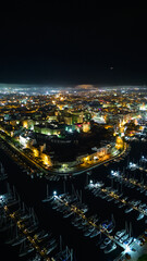 Naklejka premium Night Valletta. Night drone view. Royal Malta Yacht Club. Stunning Night Views of Malta