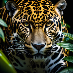 Fototapeta premium Majestic Jaguar in Lush Greenery