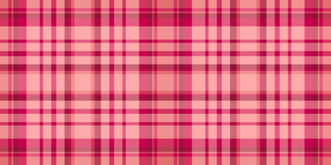 Creative check tartan textile, november fabric plaid pattern. Pyjamas background seamless vector texture in red and pink colors.