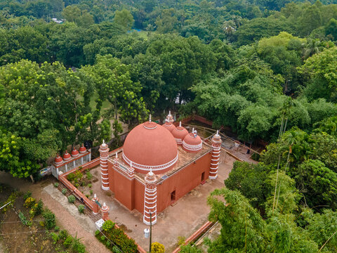 Atiya Jame Masjid - Aerial view of historic Atiya or Atia mosque in Delduar Upazila,Tangail, Bangladesh. 