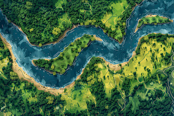 An Aerial View of a Winding River Flowing Through Lush Green Forested Landscape