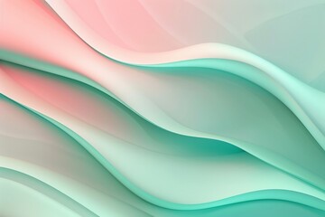 Abstract wavy background with soft pastel colors, pink and mint green shapes
