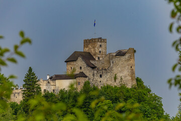 Ruins of the castle in Niedzica, view of the panorama of Lake Czorsztyn
