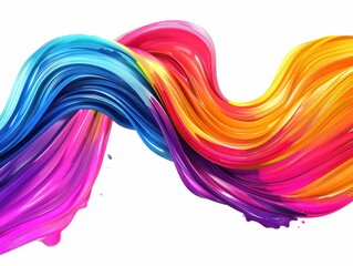 Color brush paint ribbon stroke swirl abstract splash background wave. Brush brushstroke color ribbon paint stroke flow shape wavy design paintbrush pen fluid rainbow element texture acrylic 3D line.