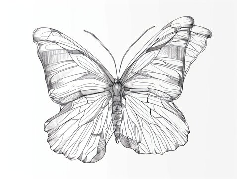 recommend clip art: Continuous line butterfly art. Outline single art butterfly hand drawn sketch element on white background. Concept spring nature, fly. Vector Illustration