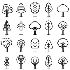 Fototapeta premium Tree Icon, Tree Vector, Tree illustration, palm tree icon, palm tree svg, Christmas tree svg, ecosystem, growth, horizontal, icon set, outline, panoramic, abstract, illustration, shape, birch tree, fi