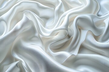 Fototapeta premium Luxurious White Silk Fabric with Elegant Folds and Soft Texture