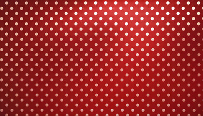 A festive and vibrant background texture featuring red Christmas wrapping paper adorned with evenly spaced white dots