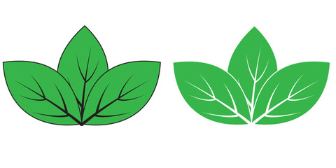 Green leaf icon, vector, symbol, design. Spring leaf, Leaf icon ecology, nature element, environment and nature eco sign. Vector illustration.