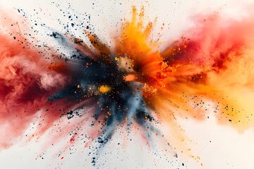 Vibrant Explosion of Colorful Powder on White Background