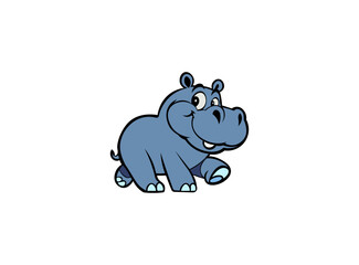 Vector illustration of cartoon hippopotamus isolated on white background	