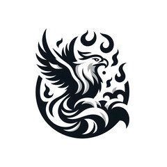 Obraz premium Hawk on fire monotone logo