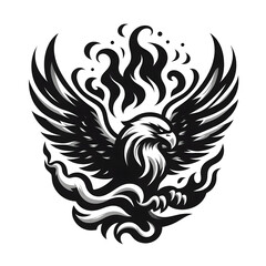 Hawk on fire monotone logo