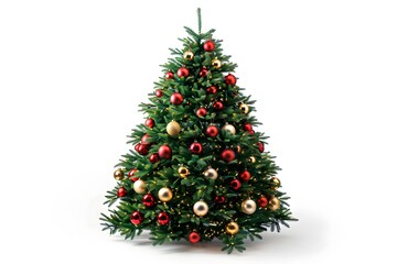 Fototapeta premium Beautifully Decorated Christmas Tree with Red and Gold Ornaments