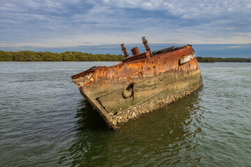Exposure of Shipwreck location in Adelaide, were you can find several vessels been eaten by rust, Garden Island Ships' Graveyard, Adelaide, Australia.