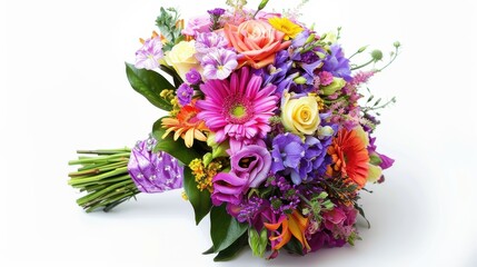 wedding bouquet isolated on white Fresh lush bouquet