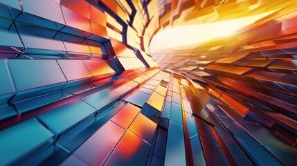 A dynamic business poster promoting a company's innovative products or services, featuring a bold and eye-catching design, with a vibrant abstract color scheme and a prominent company logo