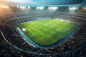 Packed Stadium Under the Lights for a Thrilling Soccer Match