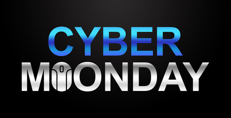 Cyber Monday banner in cyberpunk style with glitch effect. Cyber Monday text with glitches and distortion for advertising. Design for advertising banner, promo, web, etc.