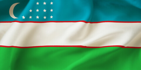 Uzbekistan waving flag background.3D illustration of Uzbekistan flag