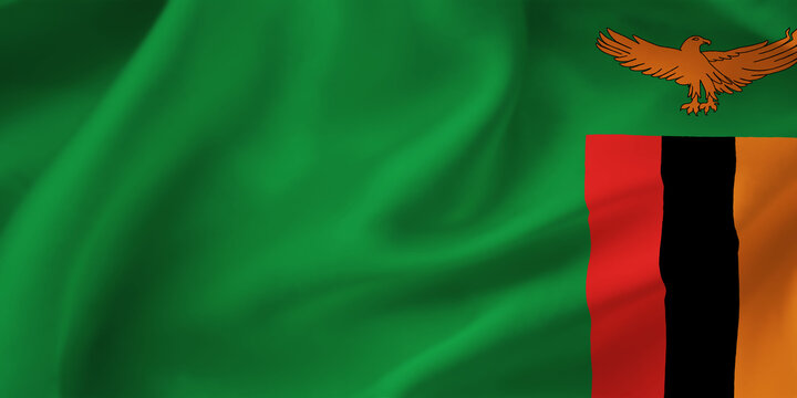 Zambia waving flag background.3D illustration of Zambian flag
