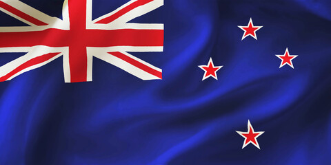 New Zealand waving flag background.3D illustration of New Zealand flag