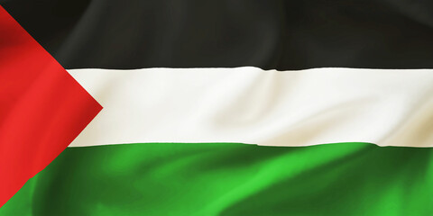 Obraz premium Palestine waving flag background.3D illustration of Palestinian flag