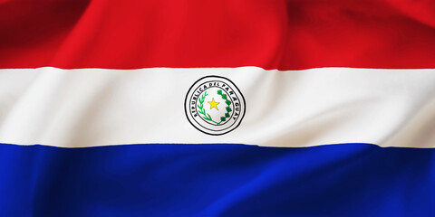 Paraguay waving flag background.3D illustration of Paraguay flag © Rumana