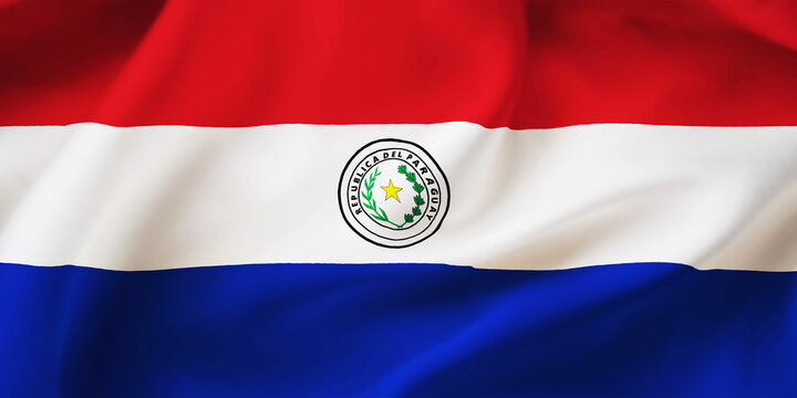 Paraguay waving flag background.3D illustration of Paraguay flag