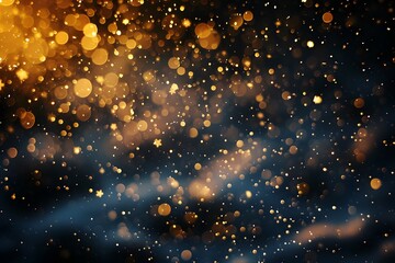 Fototapeta premium Golden Bokeh Lights Against a Dark Background
