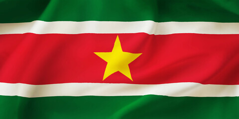 Suriname waving flag background.3D illustration of Suriname flag
