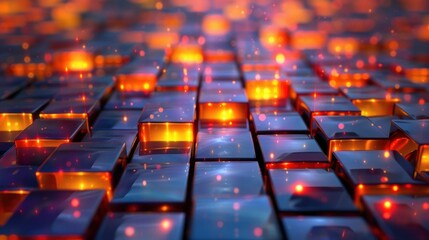 Fototapeta premium Abstract 3D Render of Glowing Cubes