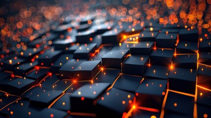 Obraz premium Abstract 3D Render of Glowing Cubes