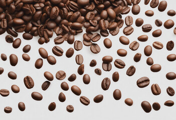 Obraz premium Coffee beans floating isolated on transparent background