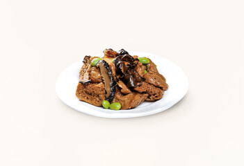 Taiwanese Kao Fu served in plate isolated on grey background side view of hong kong food