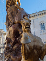 Diana fountain in Siracusa old town (Ortigia). Sicily, southern Italy.