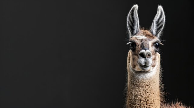 Amusing llama meme with black background for personalized text