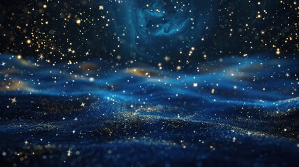 Naklejka premium A celestial scene with a dark blue expanse and golden constellations, representing the night sky during the festive season.