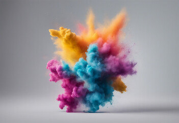 Explosion of colored powder isolated on transparent background