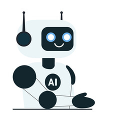 The robot extending its hand as a sign of friendship and acquaintance. Innovation and science concept. Chatbot. Vector illustration