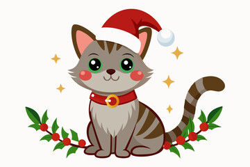 Christmas cat vector illustration