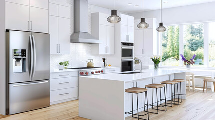 a sleek modern white and wooden kitchen