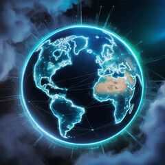 human brain with map