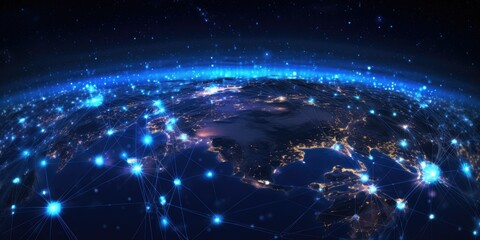Global network background, Communication technology for internet business. Social network and telecommunication on cyberspace, global computer networks