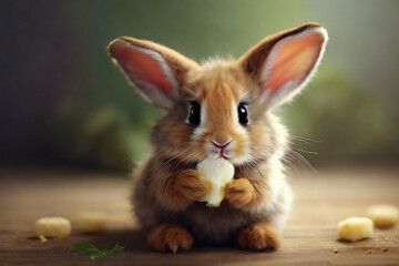 Obraz premium Cute Bunny Eating A Banana