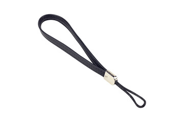black hand strap from a wallet or clutch isolated from background