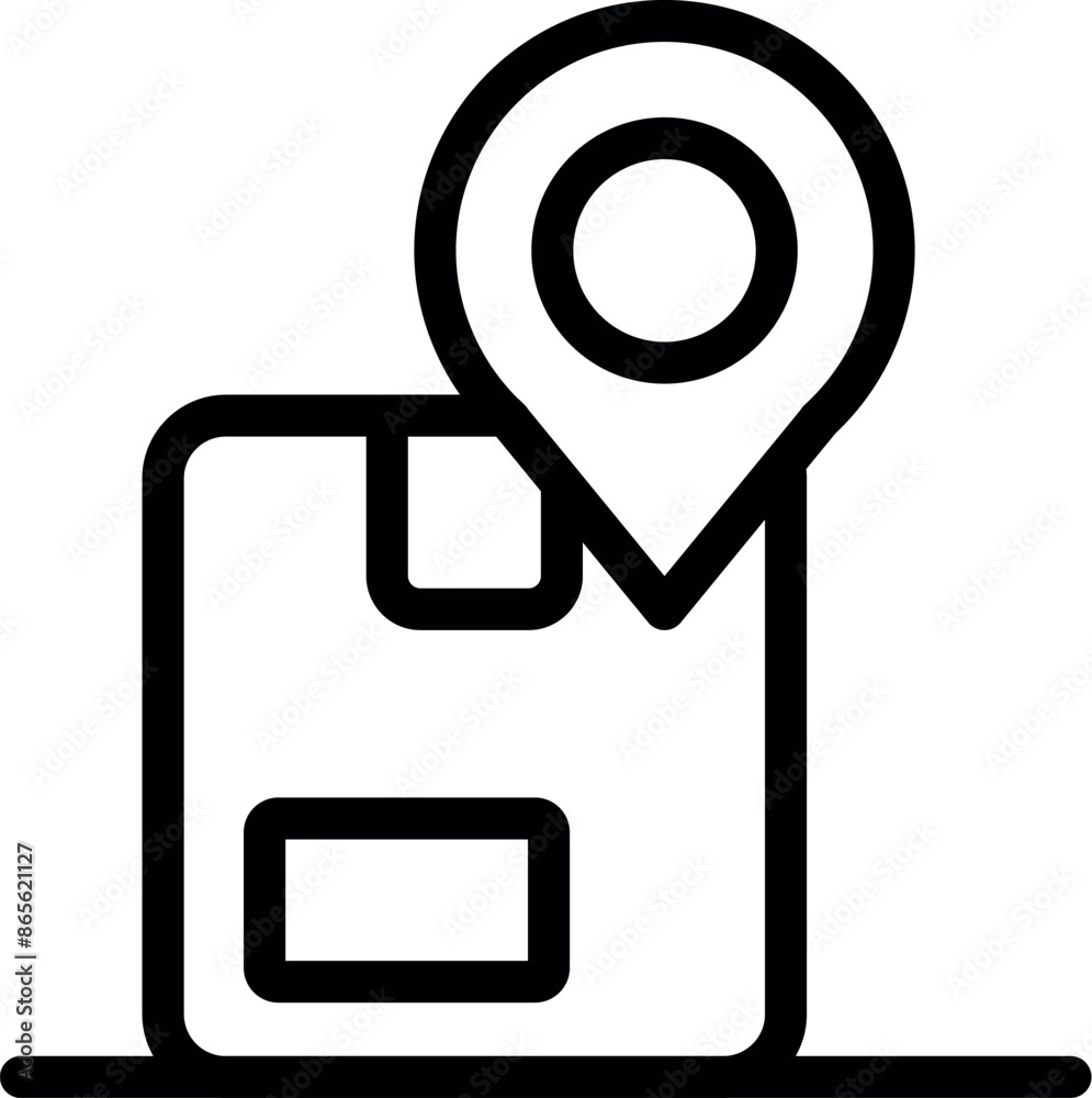 Poster simple icon of a package tracking location showing shipping status with a pin