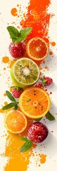 Naklejka premium Abstract Fruit Background With Orange and Kiwi Slices