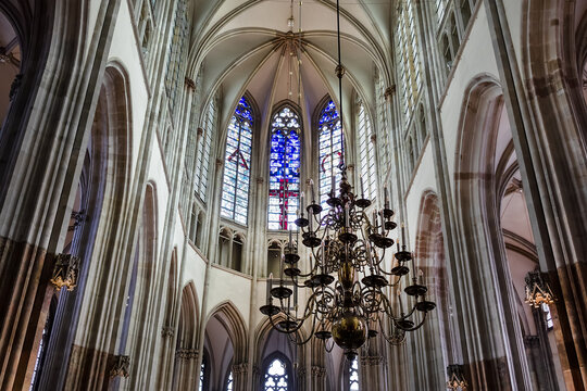 Interior of Utrecht St. Martin's Cathedral or Dom Church (Domkerk, from 1254), Gothic church dedicated to Saint Martin of Tours. Utrecht, the Netherlands. June 23, 2024.