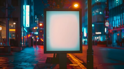 Blank billboard mockup in a vibrant futuristic cityscape, perfect for showcasing your advertisement in a modern urban environment. Concept of advertising, marketing, and city life.